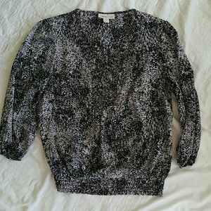Coldwater Creek Black and White 3/4 Sleeve Blouse